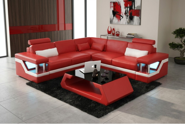 Wohnlandschaft Sofa Garnitur Eckgarnitur Ledersofa Polster Polster Couch