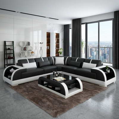 Design Moderne Ecksofa Wohnzimmer Möbel Eckcouch Lederpolster Couch