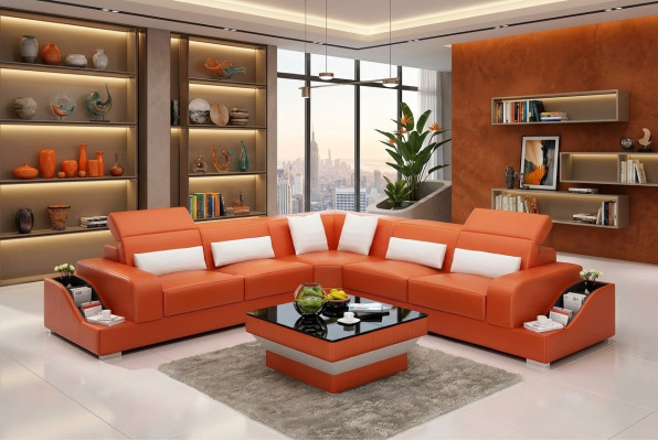 Design Möbel Ecksofa Wohnzimmer Eckcouch Lederpolster Couch Sofa