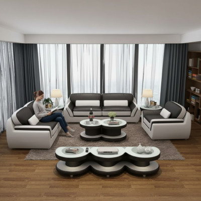 Designer Sofa Ledersofa Sofagarnitur 321 Sitzer Modernes Sofa Wohnlandschaft