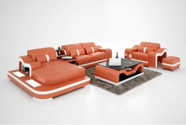 Modernes Sofa Ecksofa L Form Deko Sessel Couchtisch Hocker Ecksofa Polster