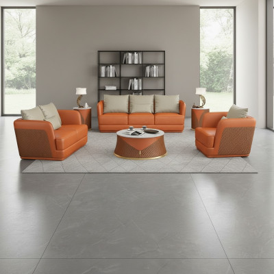 Italienische Designer Wohnzimmer Möbel Ledersofa Couchgarnitur Sofa Couch Set