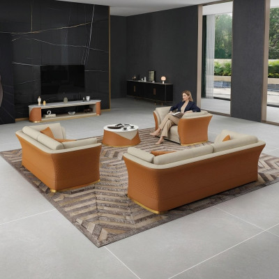 Dreisitzer Italienische Stil Möbel Sofa 3 Sitzer Modernes Sofa Ledersofa