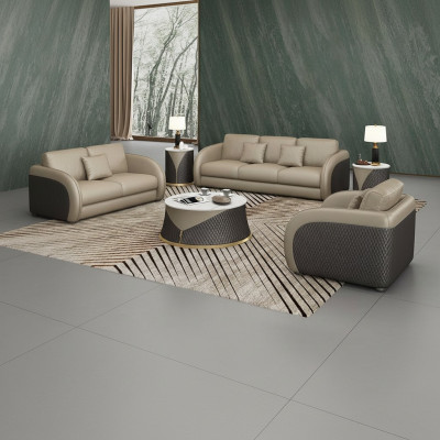 Garnitur Leder Designer Sofa Couch Polster 6tlg. Set Garnituren Couchtisch