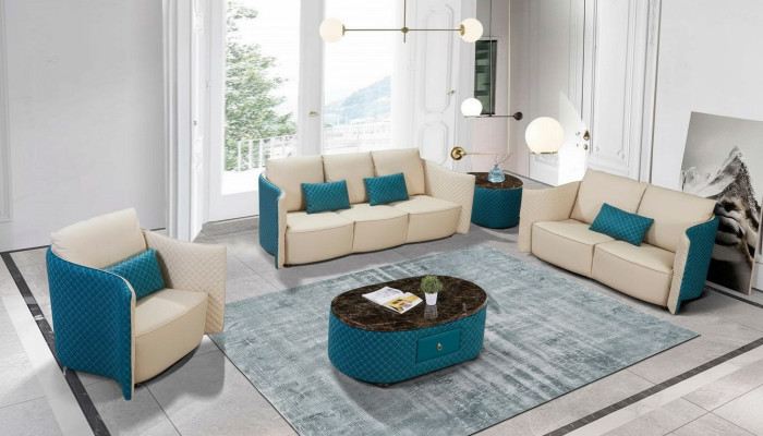 Ledersofa Sofa Couch Designer Polster Garnitur 2tlg Set Sitzgarnituren Couchen