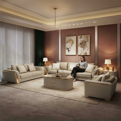 Design Wohnlandschaft Sofagarnitur 3+2 Sitzer Ledersofa Wohnzimmer
