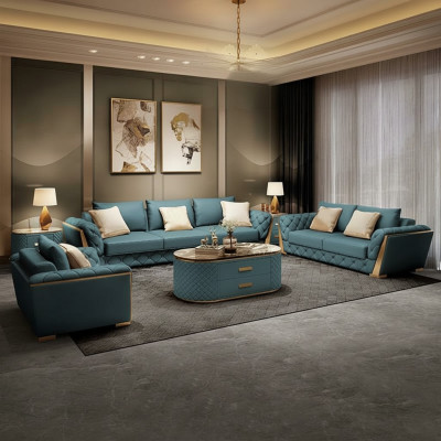 Leder Designer Sofa Couch Polster Garnitur 6tlg. Set Garnituren Couchtisch