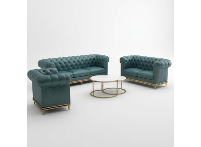 Chesterfield Sofa Couch Polster Couch 3er Couchen Polster Leder Neu