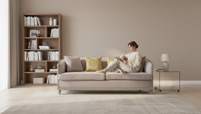 Italienische Stil Möbel Dreisitzer Sofa Couch Polster Sofas Holz Textil