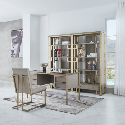 Hochwertige Designer Büro Einrichtung Stil Möbel Tisch Sessel Vitrine 4tlg.