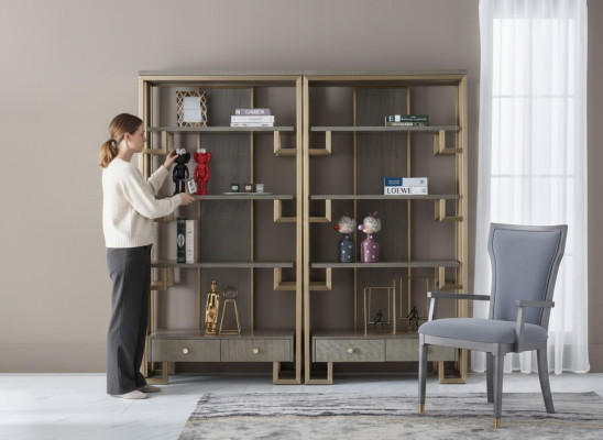 Designer Vitrine 2x Vitrine Holz Schrank Schränke Wohnzimmer Regale