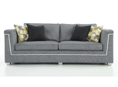 Sofagarnitur 3+1 Grau Wohnzimmer Textil Polstermöbel Modernes Sofa