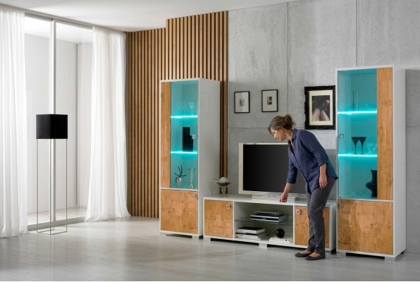 wohnwand 3tlg. rtv + 2x Vitrine Design Italienische Möbel Wohnzimmer Luxus Möbel