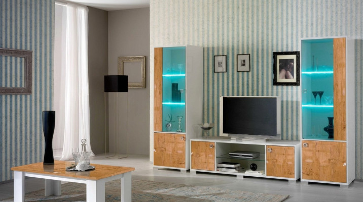 wohnwand 3tlg. rtv + 2x Vitrine Design Italienische Möbel Wohnzimmer Luxus Möbel