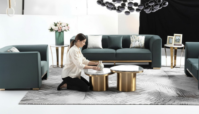 Designer Rund Couchtisch Wohnzimmertisch Kaffeetisch Sofa Tisch Marmor Beistell