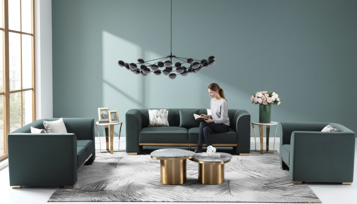 Rund Tisch Couch Marmor Runde Tische Beistell Edelstahl Doppel Set 2tlg Möbel