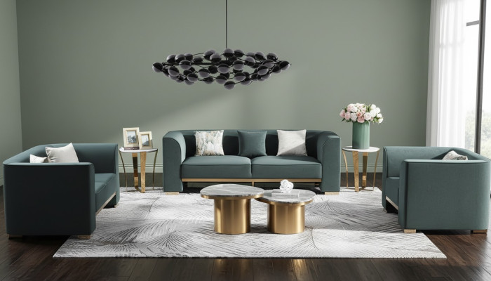 Rund Tisch Couch Marmor Runde Tische Beistell Edelstahl Doppel Set 2tlg Möbel