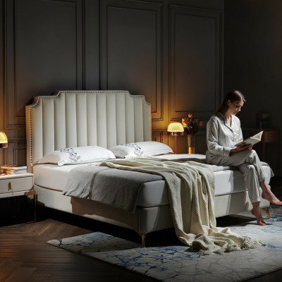Bett Leder 2x Nachttisch 3 tlg. Schlafzimmer Set Möbel Modern Neu Luxury Betten