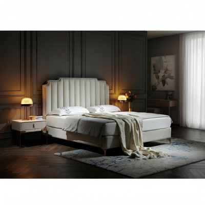 Bett Leder 2x Nachttisch 3 tlg. Schlafzimmer Set Möbel Modern Neu Luxury Betten