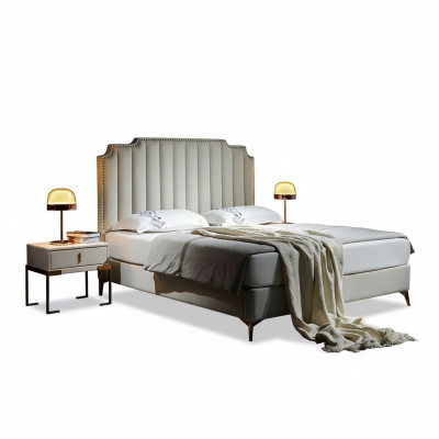 Bett Leder 2x Nachttisch 3 tlg. Schlafzimmer Set Möbel Modern Neu Luxury Betten