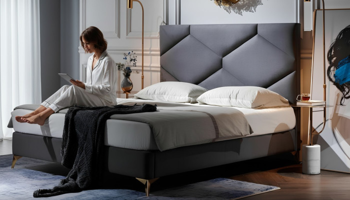 Bett 180x200cm Textil Schlafzimmer Möbel Luxury Moderne Betten Hotel Möbel Neu