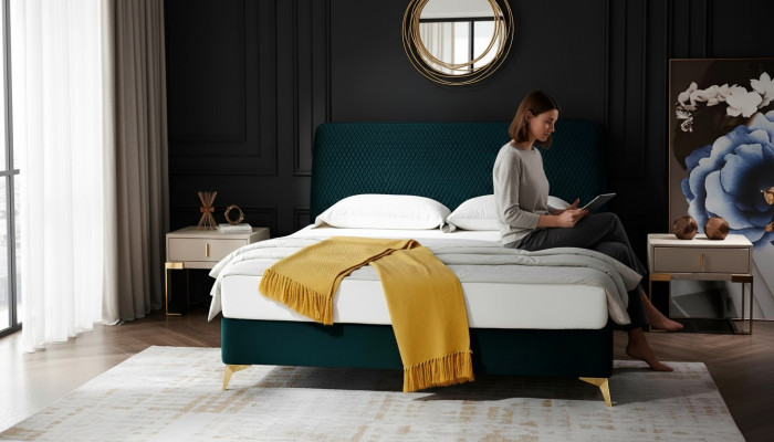 Bett 180x200cm Textil Schlafzimmer Möbel Luxury Moderne Betten Design Bett Samt