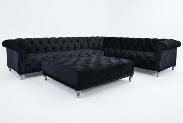 Ecksofa Chesterfield Design Couch Polster Eckgarnitur + Hocker Eckcouch
