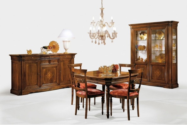 Esszimmer Set Esstisch 4x Stuhl Kommode Vitrine Garnitur Tisch Gruppe 7tlg Möbel