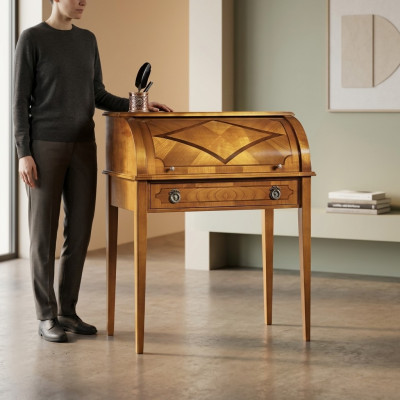 Schreibtisch Tisch Italienische Einrichtung Möbel Massiv Holz Büro Sekretär Neu