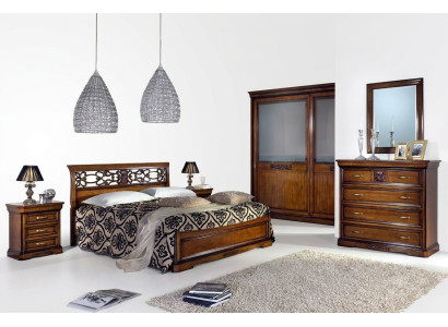 Komplett Schlafzimmer Set Braun Kleiderschrank Bett Nachttisch Kommode Spiegel