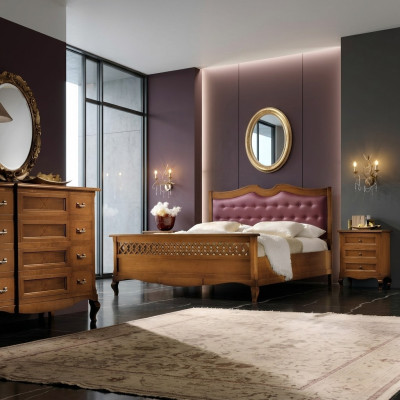 Italienisches Designer Schlafzimmer Bett 2x Nachttische Kommode 4tlg. Set Neu