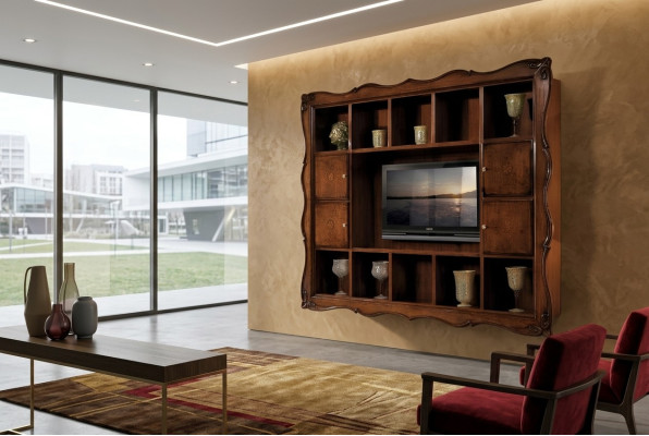 Wohnzimmer Wandschrank Vitrine Holz Wohnzimmermöbel TV Schrank Wand Design Neu