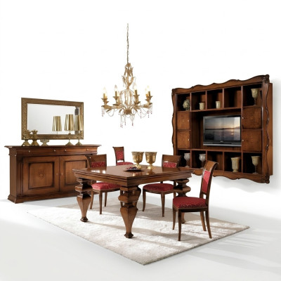 Design Esszimmer Set Garnitur Holz Möbel Kommode 4x Stuhl Tisch Komplett 7tlg.