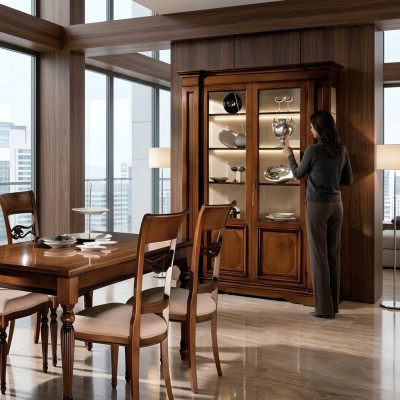Vitrine Holz Luxus Schränke Klassische Anrichte Design Möbel Italienische Braun