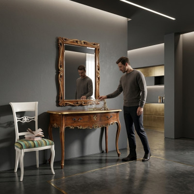 Konsole Kommode Wandtisch Klassischer Konsolen Konsolentisch mit Spiegel Luxus
