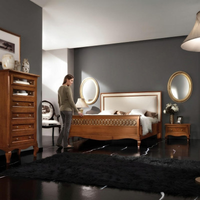 Doppelbett Betten Schlafzimmer Möbel Massivholz Vaccari cav giovanni Bett Neu