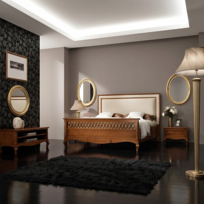 Doppelbett Betten Schlafzimmer Möbel Massivholz Vaccari cav giovanni Bett Neu