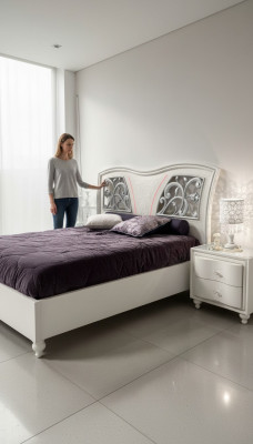 Bettrahmen Holz Doppel Schlafzimmer Weiß Modern Doppelbett Möbel Bett Betten Neu