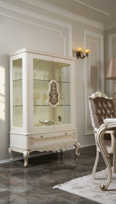 Vitrinen Glas Schrank Vitrine Wohnzimmer Holz Anrichte Luxus Möbel Regal