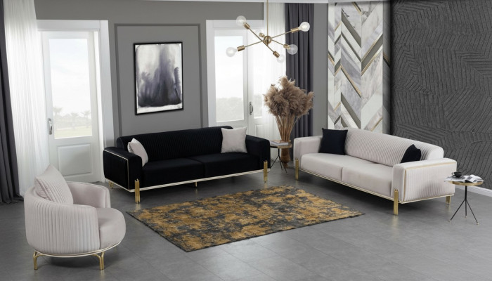 Luxus Sofagarnitur Couch Set Sofa Polster Couchen 3+3+1 Polstergarnituren Samt
