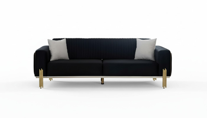 Dreisitzer Couch Möbel Samt Designer Gold Metall Gepolsterte Moderne Couchen Neu