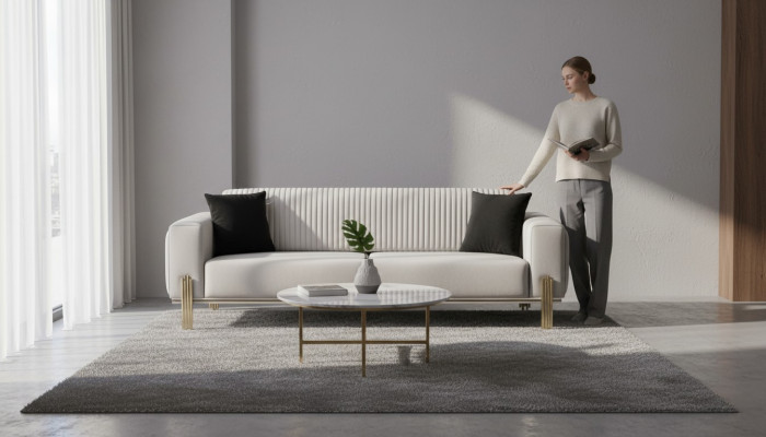 Luxus Sofa 3 Sitzer Couches Sofas Gepolstert Couch Stoff Modern weiß Dreisitzer