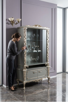 Vitrinen Glas Holz Schrank Vitrine Wohnzimmer Möbel Anrichte Schränke