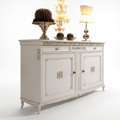 Klassische Antik Stil Kommode Sideboard Kommoden Holz Schrank Anrichte Weiß Neu