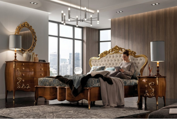 Betten Garnitur Bett Luxu Klassisches Schlafzimmer Hotel Bett Barock Möbel Holz
