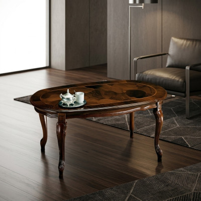 Klassischer Couchtisch Tisch Wohnzimmer Tische Barock Holz Couchtische Massiv