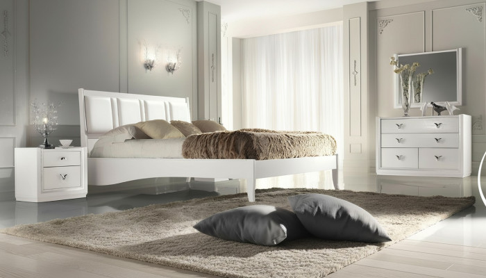 Schlafzimmer Bett Nachttisch Kommode Spiegel Garnitur Gruppe Holz Luxus Set 5tlg