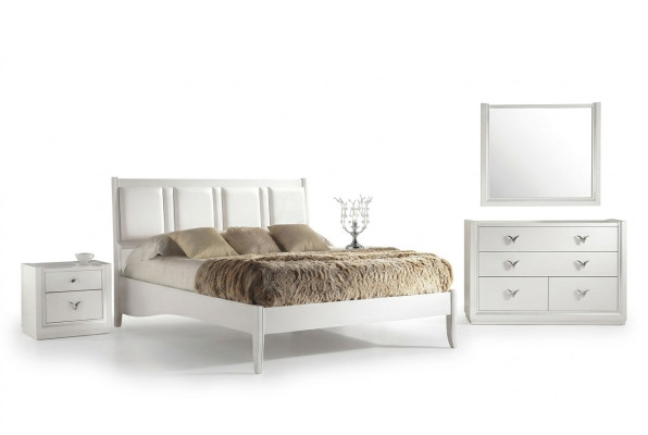 Schlafzimmer Bett Nachttisch Kommode Spiegel Garnitur Gruppe Holz Luxus Set 5tlg