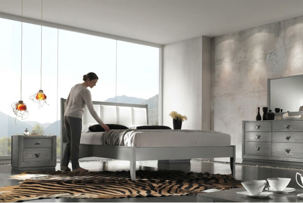 Schlafzimmer Bett Nachttisch Betten Holz Gruppe Doppel Design Garnitur Set 3tlg.