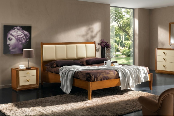 Luxus Set 3tlg. Schlafzimmer Bett Nachttisch Betten Doppel Holz Bettgestell Neu